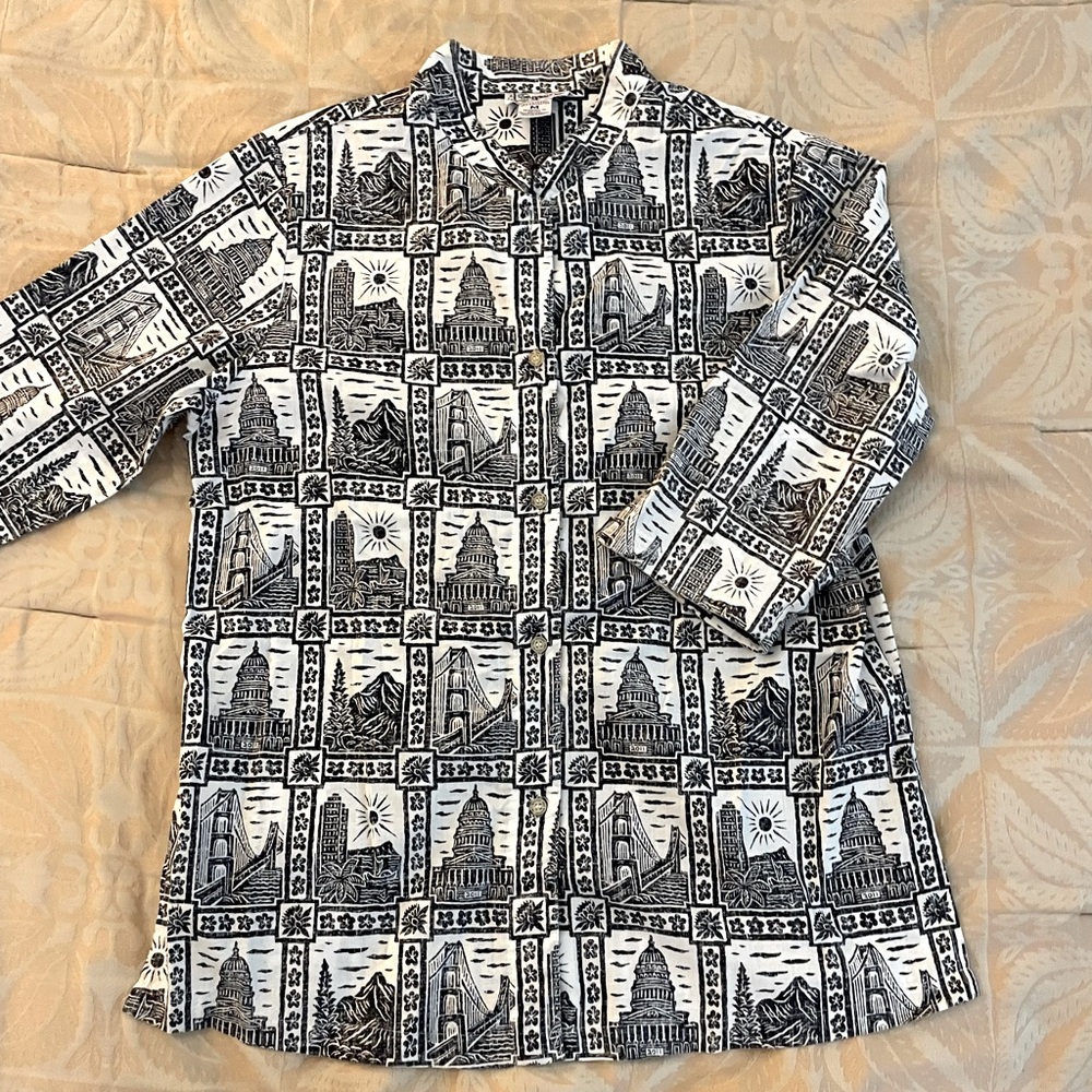 Reyn Spooner Aloha shirt with standup collar for women